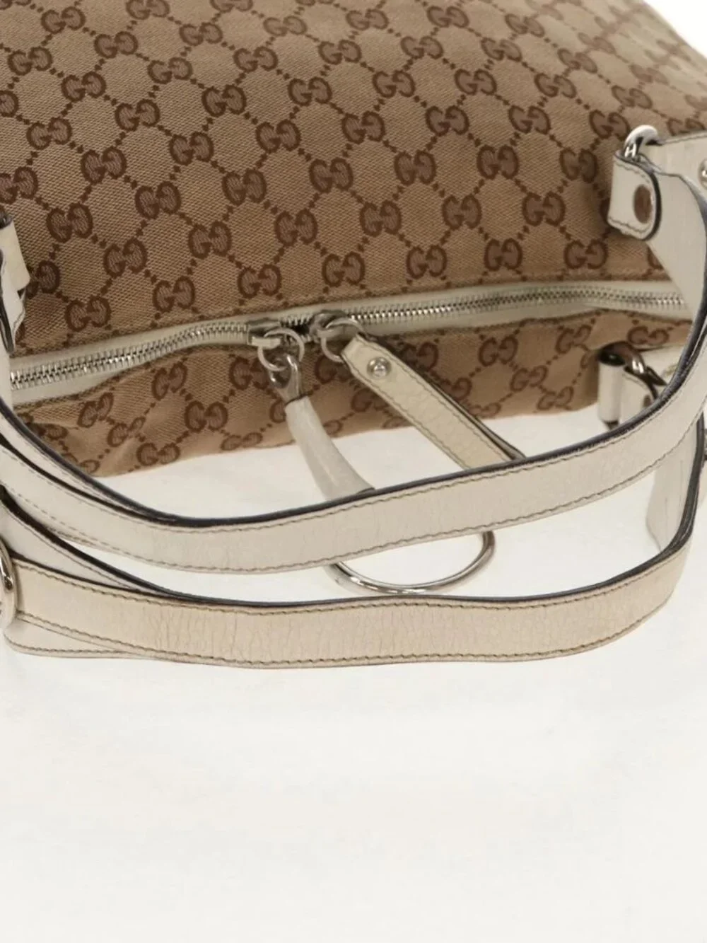 GUCCI GG Canvas Hand Bag 2way Beige White Auth ep10950